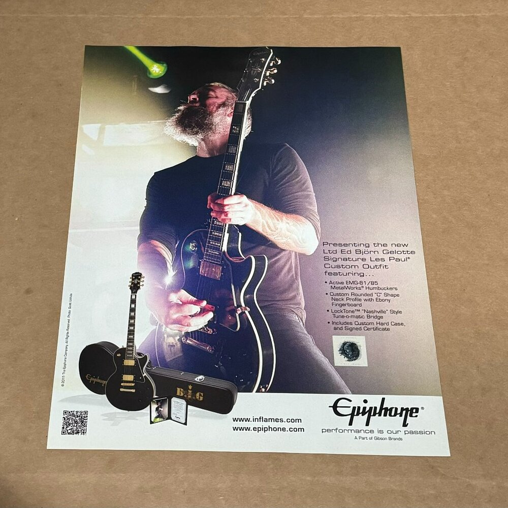 Bjorn Gelotte of In Flames - Epiphone Guitars - 2015 Print Advertisement